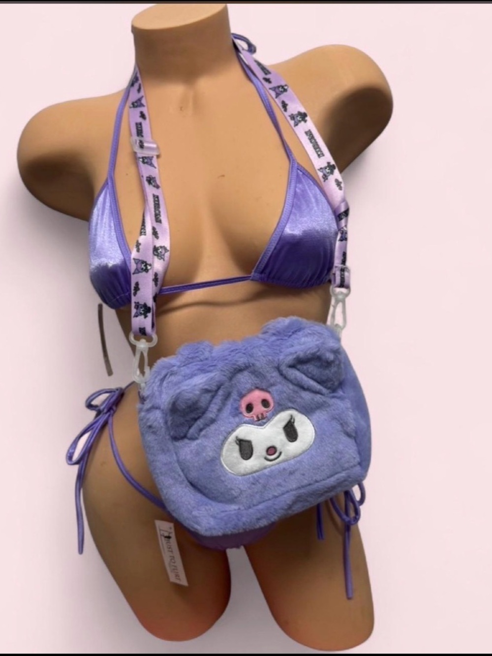 Lilac Plush Character Crossbody Bag - Women